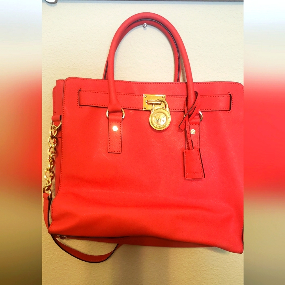 Michael Kors Orange Leather Tote Bag